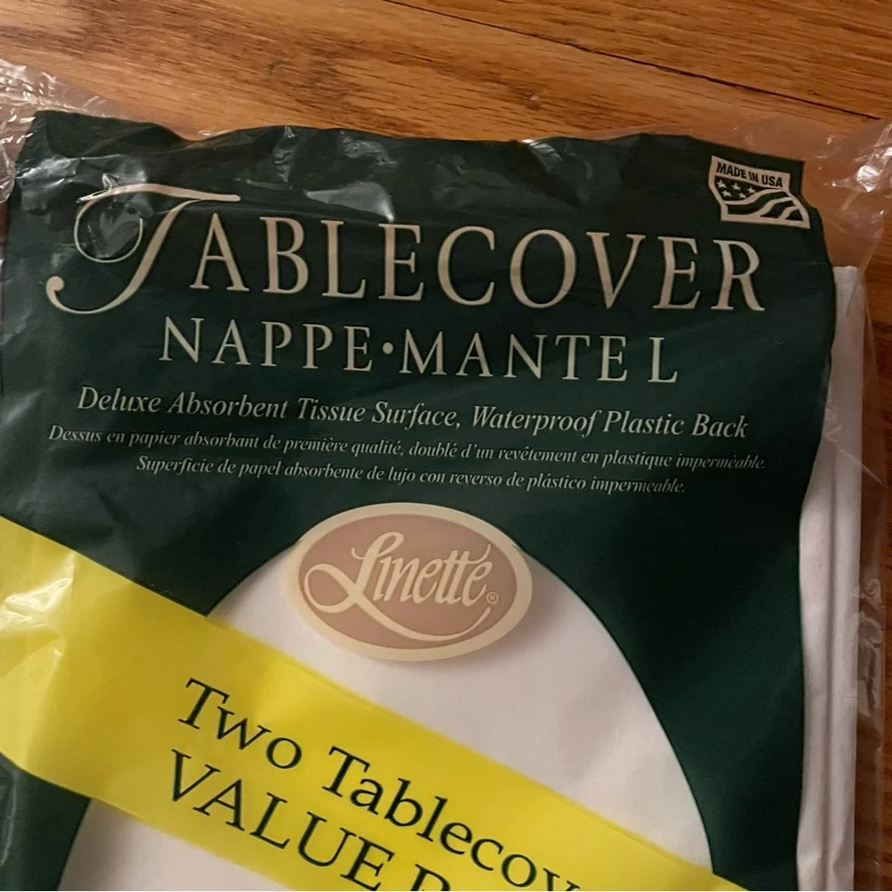Linette Disposable Paper Tissue Tablecover -Waterproof Plastic Back- Value Pack